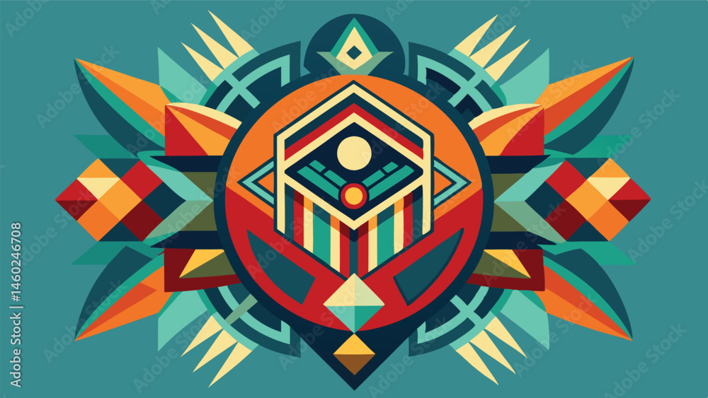 Poster colorful geometric vector illustration featuring abstract shapes and motifs in a harmonious blend of