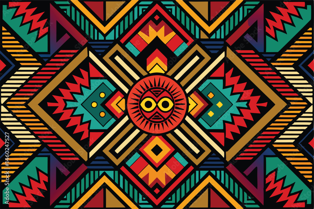 Leinwandbilder vibrant geometric patterns in a colorful vector illustration designed with bold shapes and intricate
