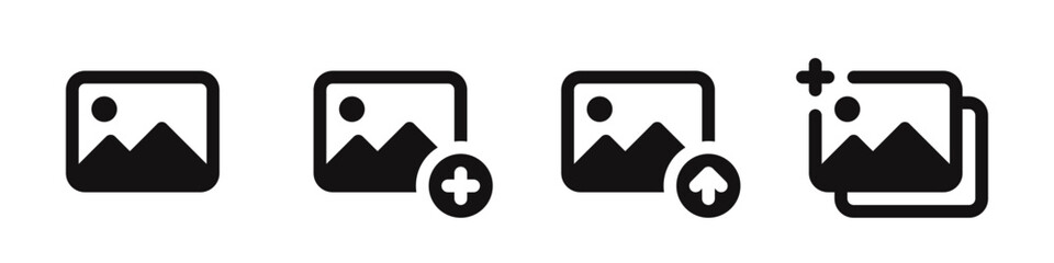 Gallery icons set. Photo, picture symbol. Vector illustration.