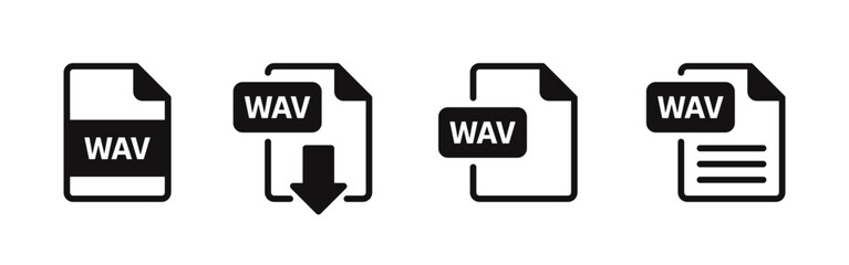 WAV file format icons set. WAV file download symbols collection. Vector illustration.