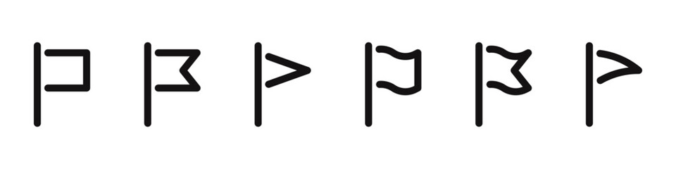 Flag icons set. Waving flags symbol collection. Vector illustration.