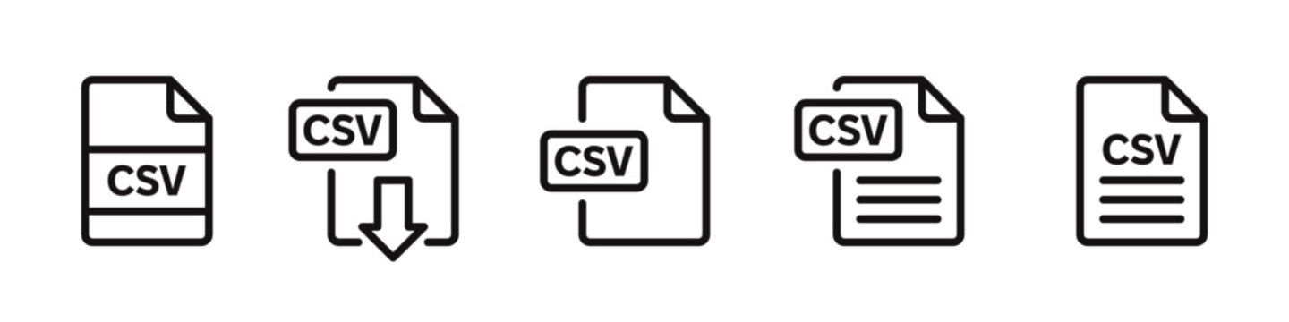 CSV file format icons set. File symbols collection. Vector illustration.