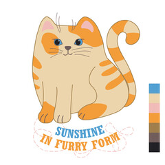 Cute ginger cat in cartoon style for vector print. Vector illustration