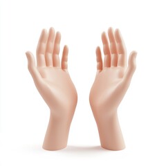 Obraz premium Two pale, outstretched mannequin hands in prayer.