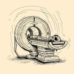 background vector silhouette MRI machine diagnostic scan clean bold lines main color black accent color none simple Minimalist