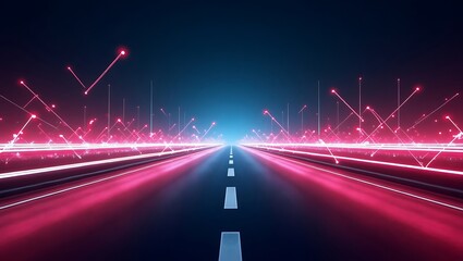 Abstract futuristic cityscape with neon accents and long exposure effect