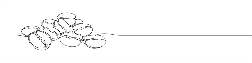 Coffee beans continuous one line drawing. Caffeine sign.