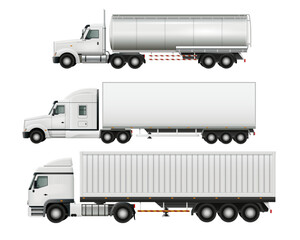 Three Trucks with Different Trailers