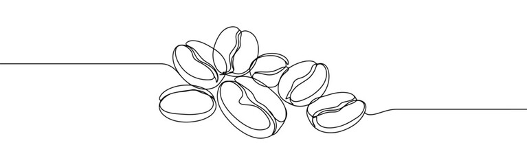 Coffee beans continuous one line drawing. Caffeine sign.
