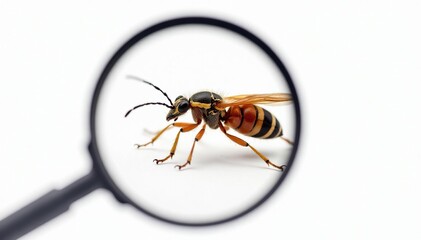 Magnified view of isolated insect against stark white backdrop, background, specimen