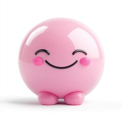 Fototapeta premium Smiling pink emoticon with rosy cheeks.