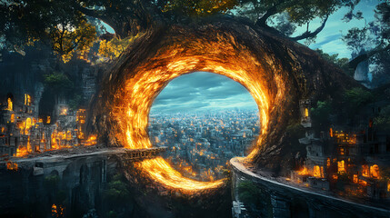 city suspended hollow trunk