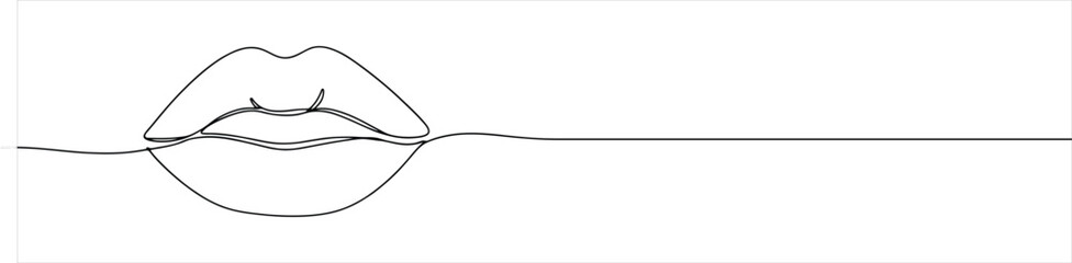 Female lips continuous one line drawing. Beauty salon woman girl smile concept.