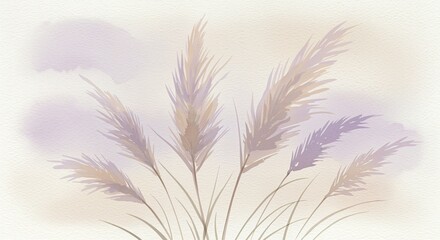 Obraz premium Soft pastel background with delicate grass-like plants and gentle colors