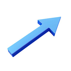 Blue 3d arrow pointing upwards growth progress success art sign icon goal on transparent background