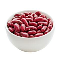 Red beans in white bowl showcasing natural colors and textures on Transparent background, Red beans in white bowl isolated on PNG background