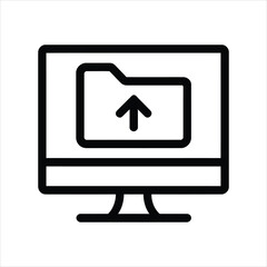 Cloud Upload Icon – Digital File Transfer Interface on Monitor