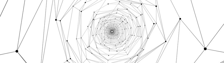 Obraz premium Technology abstract background. Dots connected by lines. Minimalist mesh backdrop. Abstract polygonal radial shape. Plexus circles.