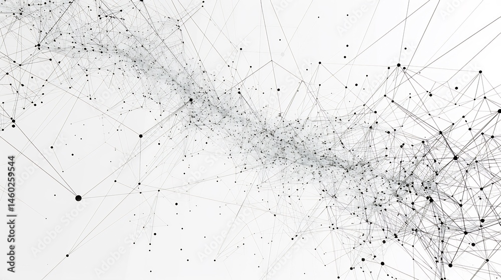 Poster connected networks digital grid: abstract visual representation of data flow