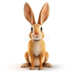 Obraz premium Cute cartoon bunny in front view.