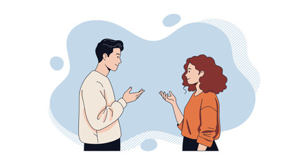 Fototapeta premium Illustration of two young people talking