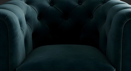 Obraz premium Close Up Of A Dark Teal Velvet Tufted Armchair In Classic Design
