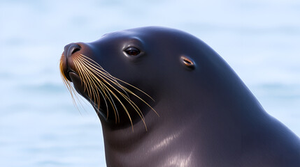 Fototapeta premium Portrait of a Stellar Sea Lion (Eumetopias jubatus) or the northern sea lion at Solomon Gulch Hatchery, Valdez, Alaska, USA