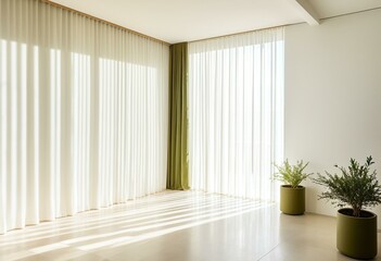 A potted plant sitting in front of a window next to a window.