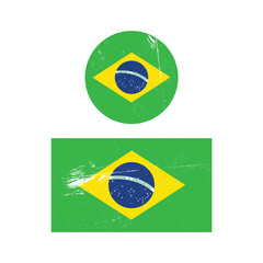 Textured Brazil Flag Set Vector Design.