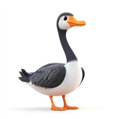 Obraz premium Cheerful cartoon goose in profile view.