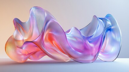 Obraz premium Abstract iridescent form with flowing curves.