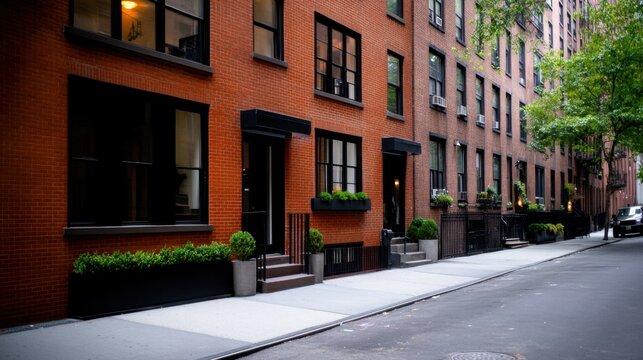 A street view of New York&acirc;&euro;&trade;s brownstone buildings