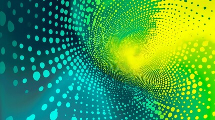 A green and yellow abstract background with circles and dots