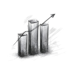 2D flat vector illustration of Bar Chart Rising, isolated on a white background.