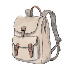 Backpack 2D flat vector illustration, isolated on a white background.