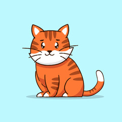 vector illustration of a fat orange cat, in a sitting position