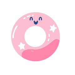 Obraz premium Cute pink floating ring with a smile and stars 