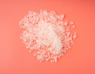 Plakat Dead sea salt pile, white crystals for body spa, sodium chloride similar to crushed ice, spa scrub