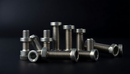 pile of nuts and bolts on a black background