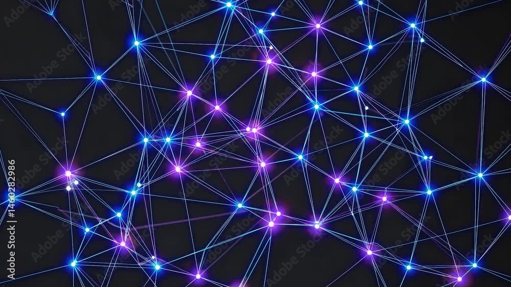 Poster growing digital plexus network expanding with bright, interconnected luminous dots and lines, repres