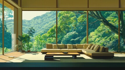 Modern Japanese House Living Room View