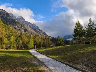 road in the mountains, lake Jasna, slovenija