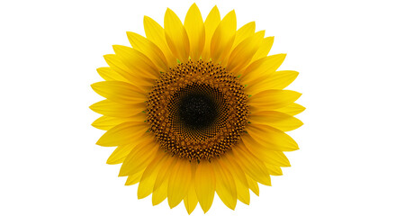 Obraz premium A close up of a sunflower with yellow petals and a dark center on a black background isolated shot