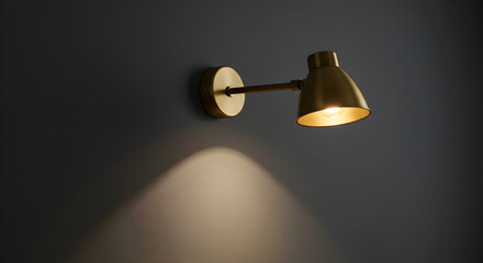 Brass Wall Lamp Sconce Casting Warm Light On A Dark Wall