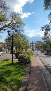 Vertical video of Guemes Street in downtown Salta, Argentina
