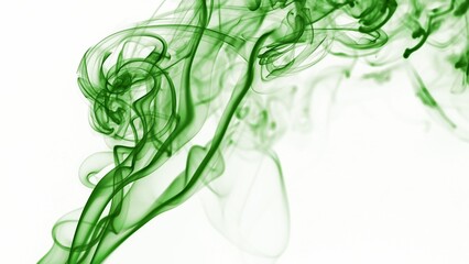 Abstract Swirling Green Smoke on a Light Background