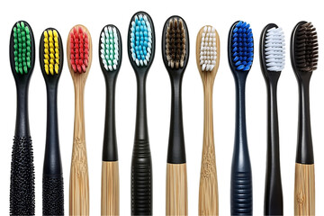 Colorful Bamboo Toothbrushes with Black Handles - Eco-Friendly Oral Hygiene Set