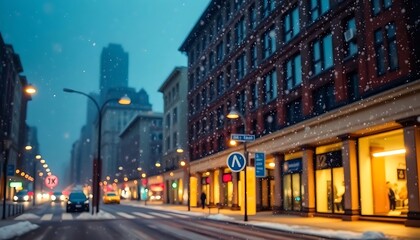 car driving down a snow covered street