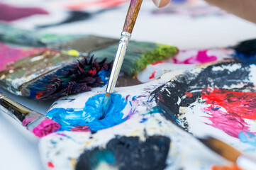Acrylic painting sessions at school