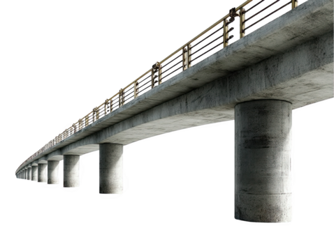 Modern concrete bridge design architectural structure image 3d road city on transparent background
